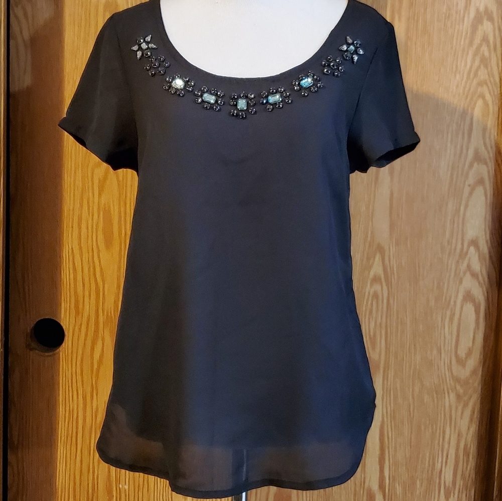 Barlll black semi sheer blouse
